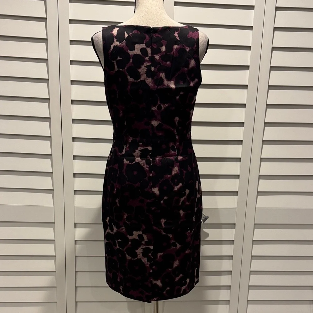 Ann Taylor Black and Pink Patterned lined Midi Cocktail Dress. - Picture 5 of 8